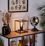 RİOLİGHT MODERN11, RETRO,VİNTAGE,RUSTİK SİYAH 1XE27 DUYLU KÜP METAL 20CMX20CM ABAJUR