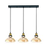 RİOLİGHT VİNTAGE,RETRO,RUSTİK BAL CAMLI 3XE27 DUYLU SİYAH METAL GÖVDE MASA ÜSTÜ AVİZE UZUNLUK:60CM 