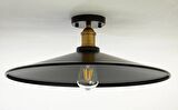 RİOLİGHT RETRO,RUSTİK,VİNTAGE SİYAH BAŞLIK 1XE27 ESKİTME DUYLU METAL PLOFONYER AVİZE ŞAPKA ÇAPI:38CM