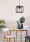 RİOLİGHT MODERN,VİNTAGE SİYAH 25X25CM 1XE27 DUYLU KÜP METAL SARKIT TEKLİ AVİZE