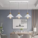 RİOLİGHT RETRO,RUSTİK,VİNTAGE BEYAZ 3XE27 SIRALI MASA ÜSTÜ SARKIT METAL AVİZE UZUNLUK:60CM