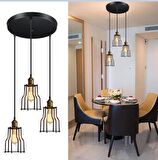 RİOLİGHT RETRO,VİNTAGE,RUSTİK 3XE27 DUYLU KAFES METAL SARKIT AVİZE ÇAP:30CM