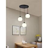RİOLİGHT RETRO,RUSTİK,VİNGATE OPAL CAMLI 3XE27 DUYLU METAL GÖVDE SARKIT AVİZE TABAN ÇAPI.30CM