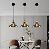 RİOLİGHT RUSTİK,RETRO,VİNTAGE FÜME 1XE27 TEKLİ CAM SARKIT AVİZE ÇAP:28CM NOT:1ADET FİYATIDIR