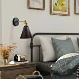 RİOLİGHT VİNTAGE,RUSTİK FIRÇALI BAKIR PATİNALI ESKİTME MAFSALLI HAREKETLİ BAŞLIK METAL DUVAR APLİK
