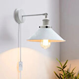 RİOLİGHT RETRO1,VİNTAGE1,RUSTİK1 BEYAZ HAREKETLİ BAŞLIK KABLOLU FİŞLİ DUVAR APLİK ŞAPKA ÇAPI:23CM