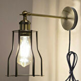 RİOLİGHT VİNTAGE2,RUSTİK2,RETRO2 ESKİTME 1XE27 DUYLU KAFES KABLOLU FİŞLİ ANAHTARLI METAL DUVAR APLİK