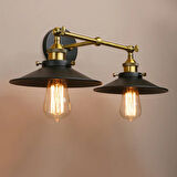 RİOLİGHT VİNTAGE,RETRO,RUSTİK MAFSALLI MATT ALTIN KAPLAMA 2XE27 SİYAH METAL APLİK ŞAPKA ÇAP:23CM
