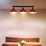 RİOLİHGT MODERN,VİNTAGE,RUSTİK KIRMIZI BAŞLIK 3XE27 METAL PLOFONYER SIRALI AVİZE TABAN UZUNLUK:60CM