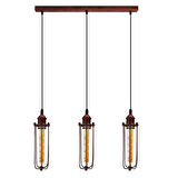 RİOLİGHT VİNTAGE,RETRO,RUSTİK BAKIR FIRÇALI PATİNE 3XE27 KAFES MASA ÜSTÜ SARKIT AVİZE UZUNLUK:60CM