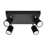 RIOLİGHT MODERN SİYAH GÖVDE SİYAH HAREKETLİ BAŞLIK 4XGU10 LED KARE SPOT AVİZE(AMPÜL DAHİLDİR)