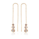 925 Ayar Gümüş Beyaz Taşlı Zincirli Küpe