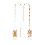 925 Ayar Gümüş Zincirli Fatma Ana Eli Küpe