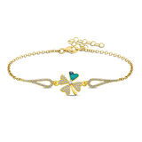 925 Ayar Gümüş Gold Nazarlı Yonca Bileklik