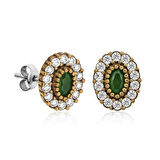 Gümüş Otantik Oval Çivili Küpe