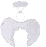 Beyaz Renkli Tüylü Bebek Melek Kanadı ve Tacı 30x45 cm
