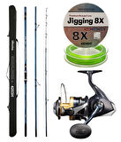 YekOutdoor Profesyonel Olta Seti Okuma Surfliner+ Surf 420cm 3 Parça Olta Kamışı&Shimano Makina Spheros 8000 SW A HG