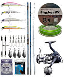 YekOutdoor Profesyonel Olta Seti Okuma Surfliner+ Surf 420cm 100-250gr 3 Parça Olta Kamışı&Shimano Makina Twin Power 8000 SW C PG