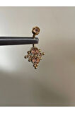 316 L Cerrahi Çelik Bal Rengi Yuvarlak Zirkon Taşlı Model Göbek Piercingi