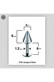 Spayk 4x6mm x 6mm x 1.2mm Çelik Labret Kıkırdak Tragus Piercing