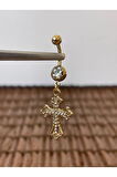 Cerrahi Çelik Piercing Ful Zirkon Taşlı Haç Piercing Ful Zirkon Taşlı Haç Göbek Piercingi
