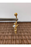 316 L Cerrahi Çelik Anti Alerjik 10 mm İncili Melek Model Göbek Piercingi Melek Model Piercing