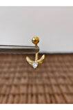 316 L Cerrahi Çelik Anti Alerjik 10 mm Zirkon Taşlı Melek Kanadı Göbek Piercingi Kanat Piercing