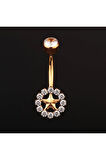Güneş Zirkon Titanyum Göbek Piercing Ultraliğht 10 mm Titanyum Göbek Piercingi