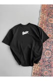 Baskılı Oversize T-shirt - Siyah