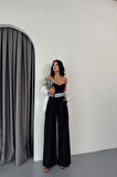 PANTOLON BEL ŞERİT DETAYLI - Siyah