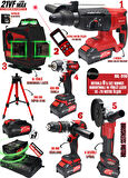 RETOOLS 6’LI SET KIRMIZI KABARTMALI (4’LÜ SET + 16 YÖNLÜ KIRMIZI LAZER , TRİPOD VE +70 LAZER METRE)