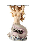 Denizkızı Figürlü Reçine Yuvarlak Cam Sehpa