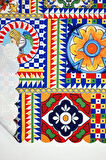 Sicily İtalyan Çini Stili Lazer Kesim Dikişsiz Runner - 48x135cm