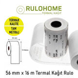 RULOHOME 56x16 Termal Pos Rulosu & Yazarkasa Kağıdı 10 paket / 100 Rulo