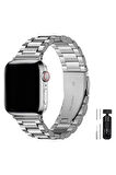 Apple Watch Seri 10 42 mm ile Uyumlu Paslanmaz Çelik Kordon ve Kayış Ayarlama Aparatı 