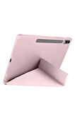 Samsung Galaxy S10 / S9 FE Plus ile Uyumlu 12.4'' Tablet Kılıfı Üçgen Standlı Kalem Bölmeli Kılıf