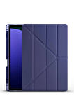 Samsung Galaxy S10 / S9 FE Plus ile Uyumlu 12.4'' Tablet Kılıfı Üçgen Standlı Kalem Bölmeli Kılıf