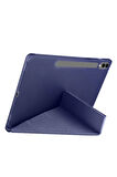 Samsung Galaxy S10 / S9 FE Plus ile Uyumlu 12.4'' Tablet Kılıfı Üçgen Standlı Kalem Bölmeli Kılıf
