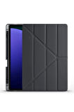 Samsung Galaxy S10 / S9 FE Plus ile Uyumlu 12.4'' Tablet Kılıfı Üçgen Standlı Kalem Bölmeli Kılıf