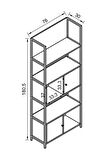 More Metal Ayaklı 5 Raflı 2 Kapaklı Çok Amaçlı Ofis Dosya Kitap Rafı Antrasit - Arno Desenli