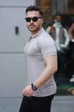 Erkek Yakalı Kagi Kumaş Kısa Kollu T-shirt