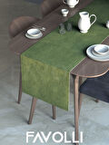 FAVOLLİ Zeytin Yaprağı Rengi Kadife Dokulu Runner Dream Series 40 X 140