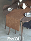 FAVOLLİ Kahverengi Kadife Dokulu Runner Dream Series 40 X 140