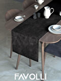FAVOLLİ Siyah Renk Kadife Dokulu Runner Dream Series 40 X 140