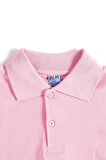 Pembe Kısa Kol Düz Renk Yakalı 6-17 Yaş Çocuk Okul Lakos Tişört Polo Yaka T-shirt 