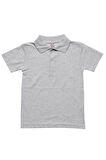 Gri Kısa Kol Düz Renk Yakalı 6-17 Yaş Çocuk Okul Lakos Tişört Polo Yaka T-shirt 