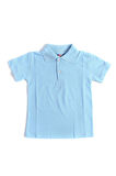 Mavi Kısa Kol Düz Renk Yakalı 6-17 Yaş Çocuk Okul Lakos Tişört Polo Yaka T-shirt 