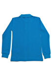 Turkuaz Uzun Kol Düz Renk Yakalı 6-17 Yaş Çocuk Okul Lakos Sweat Polo Yaka Sweatshirt