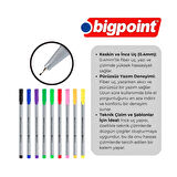 Bigpoint | Renkli Fineliner Seti, 0.4 mm Fiber Uçlu - Kokusuz Su Bazlı Çizim Kalemi, 10'lu Renkli Set