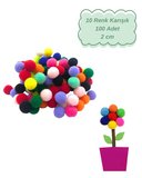 Bigpoint Renkli Ponpon 100 Adet 2cm